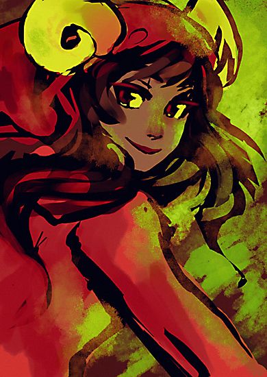 A half body of Aradia looking to the left of the screen.