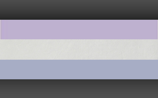 A flag with 5 equal horizontal stripes. The colors are black, pale purple, white, pale blue, and black.