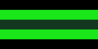 A flag with 5 equal horizontal stripes with symmetrical colors. The colors are black, green, and dark green.