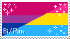 A stamp of the bisexual and pansexual flag.