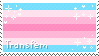 A stamp of the transfem flag.